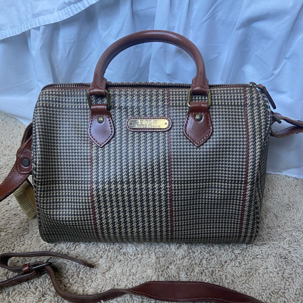 Polo Ralph Lauren Houndstooth Boston Satchel Purse